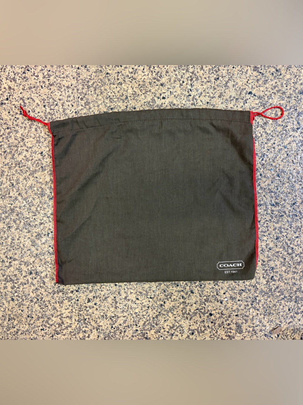 Coach Brown Drawstring Dust Bag with Red Trim